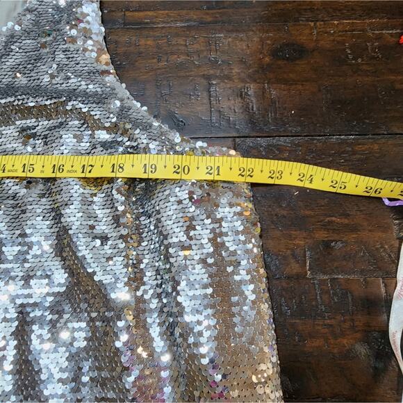 Anthropologie x Maeve One Off The Shoulder Silver Sequin Trumpet Dress Size XL - Picture 12 of 16
